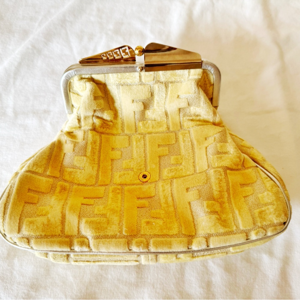 Fendi Vintage Metallic FF Clutch with Dust Bag